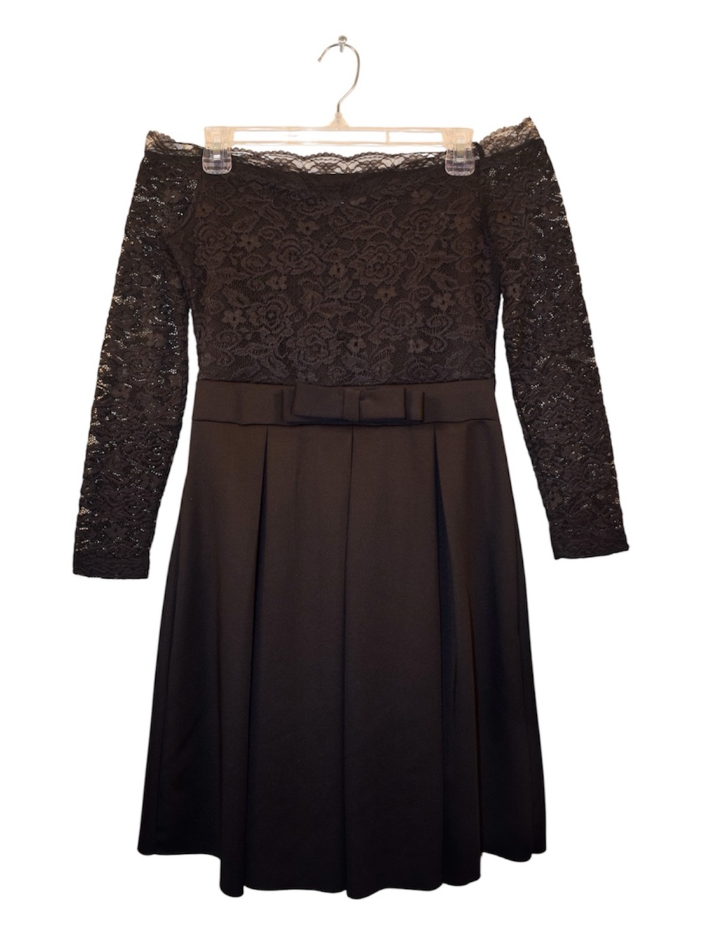 Gossip Black Lace Off-Shoulder Long Sleeve Dress